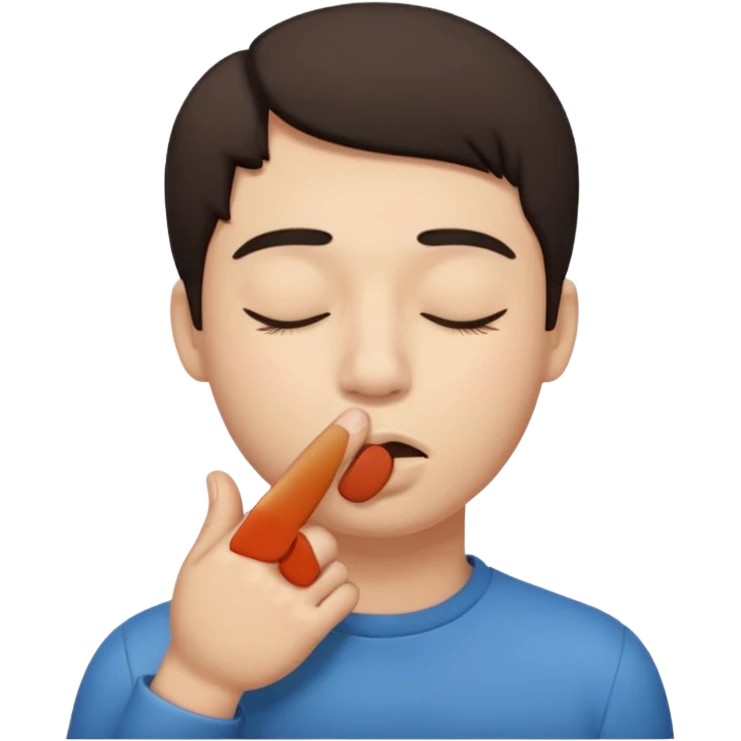 una cara con los ojos cerrados y con un dedo en la boca emoji