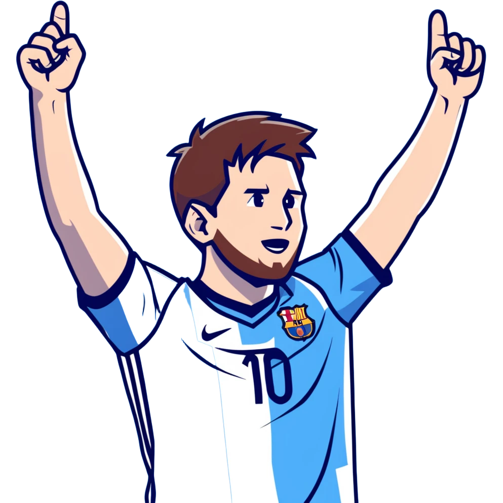 lionel messi celebrating with arms raised wearing a blue and white jersey emoji