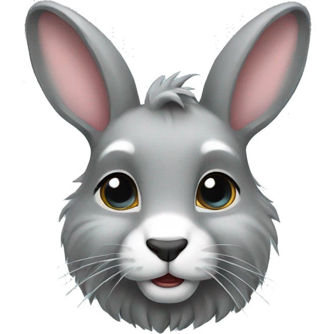 Grey lionhead rabbit emoji
