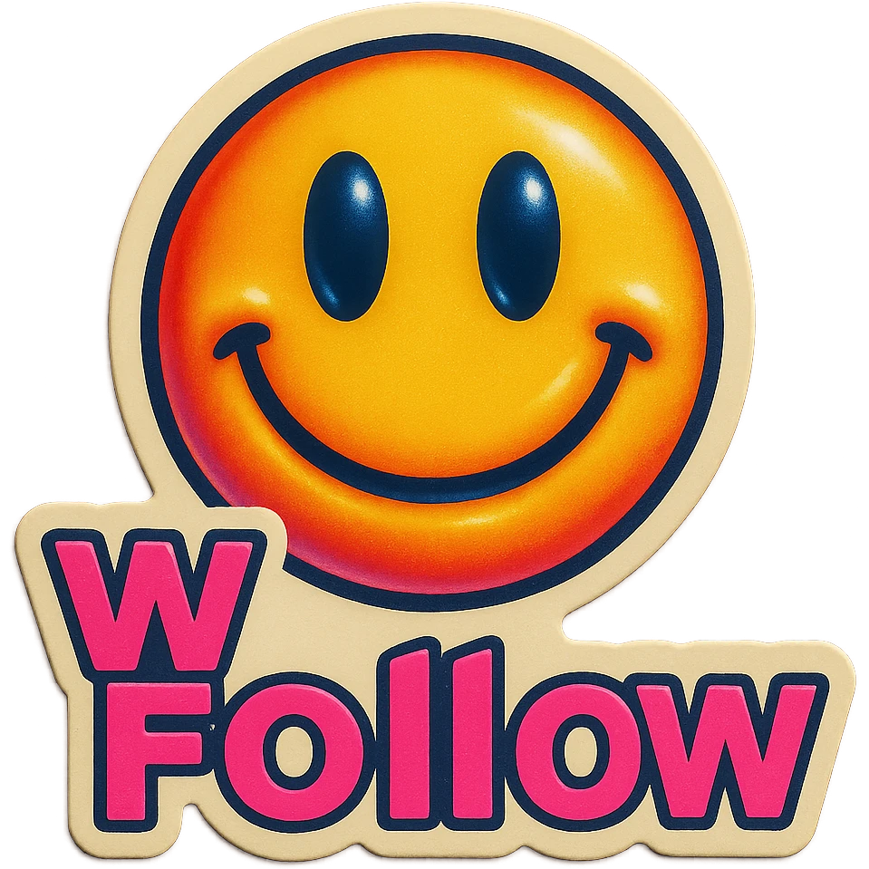 Smiling 
add the words W Follow in pink emoji
