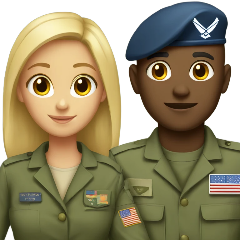 Army girl and airforce boy emoji