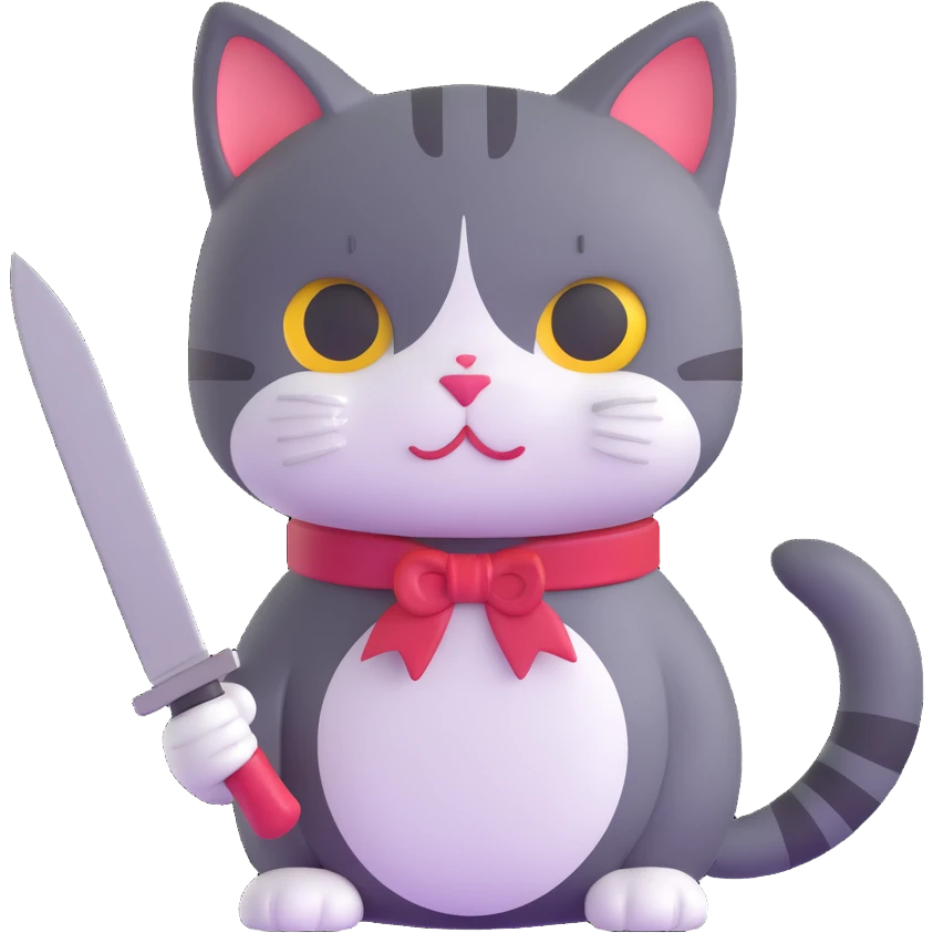 cute cat with a knife emoji