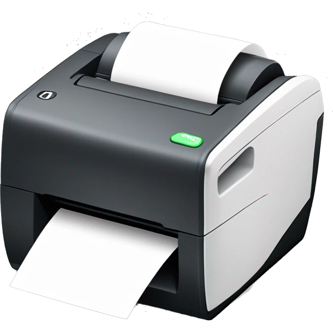 thermal receipt printer, paper comping ot of top, not front. emoji