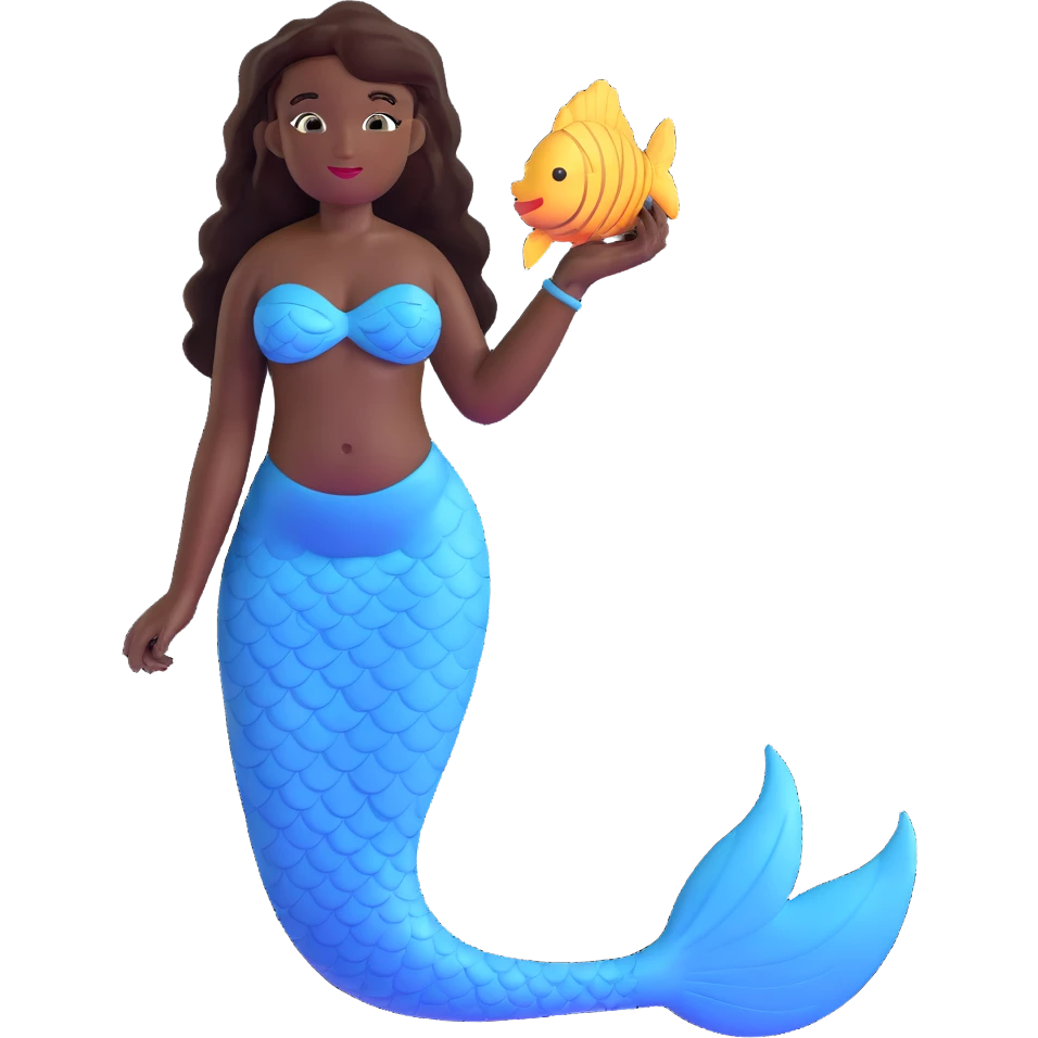 full body black mermaid with dark skin and fish tail emoji