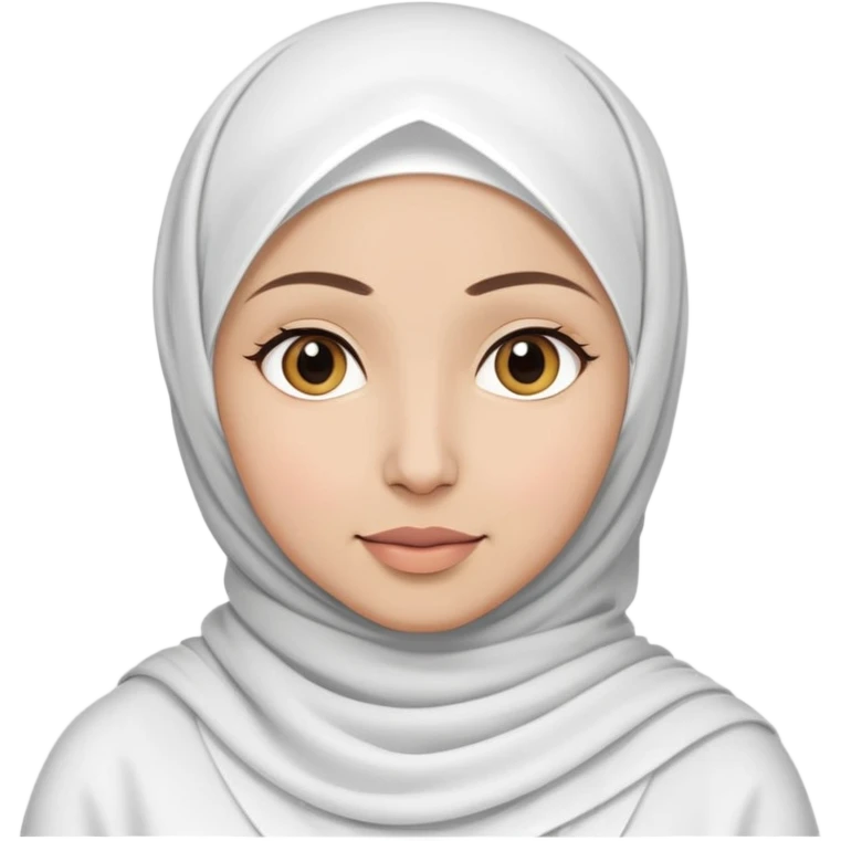 Muslim woman wearing all white hijab in sajdah emoji
