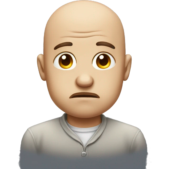 Very sad bald emoji with very big frown and big forehead emoji