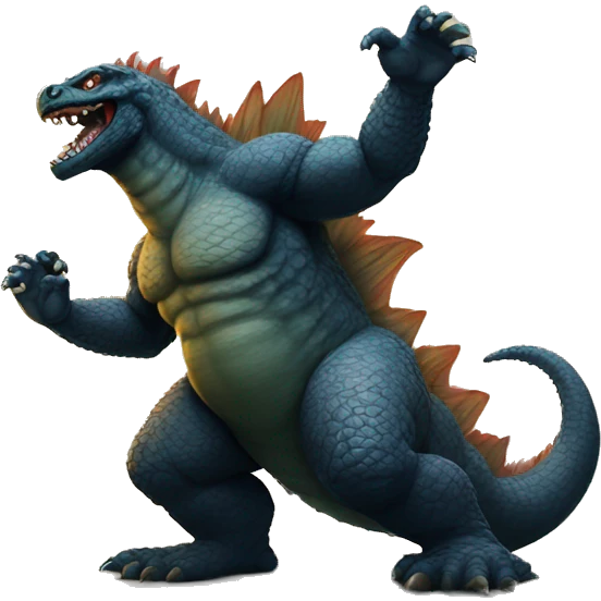 Godzilla with big tattoos on his skin emoji