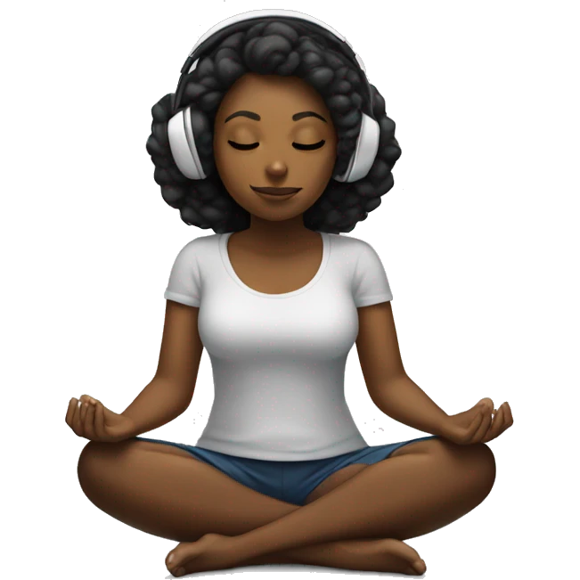 Black girl meditating emoji with headphones on  emoji