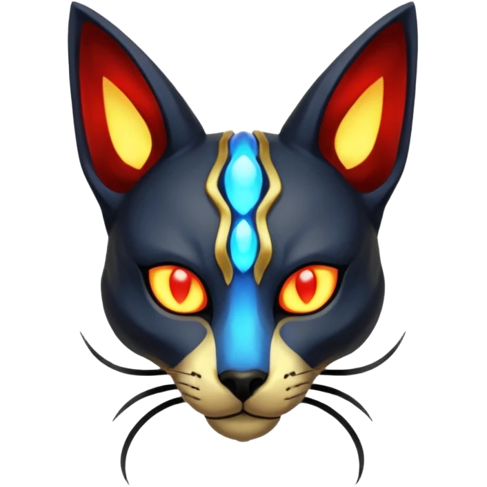 Skeletal skull-faced slim elegant thin beautiful Bastet-Umbreon-Solgaleo-Salandit-fusion emoji