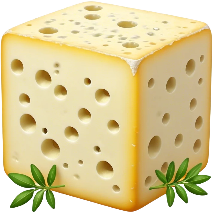 Cinematic Realistic Feta Cheese Dish Emoji, depicted as a block of crumbly, tangy cheese garnished with olive oil and herbs rendered with lifelike detail and soft natural lighting. emoji