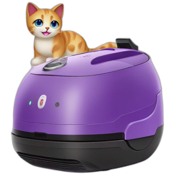 virgo glory purple cat on a robot vacuum cleaner emoji