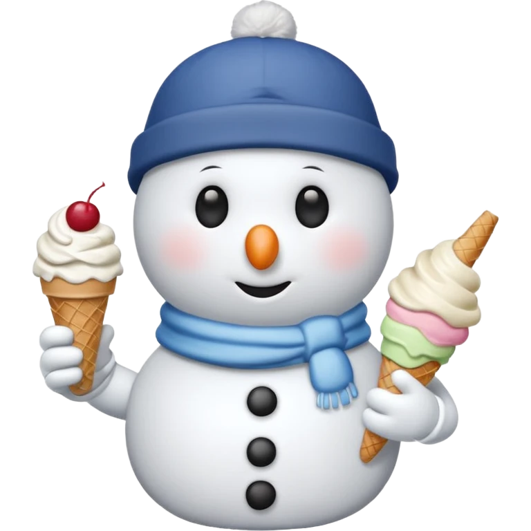 snowmen wearing cap with ice cream emoji