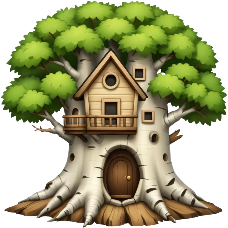 house inside a large birch tree trunk emoji