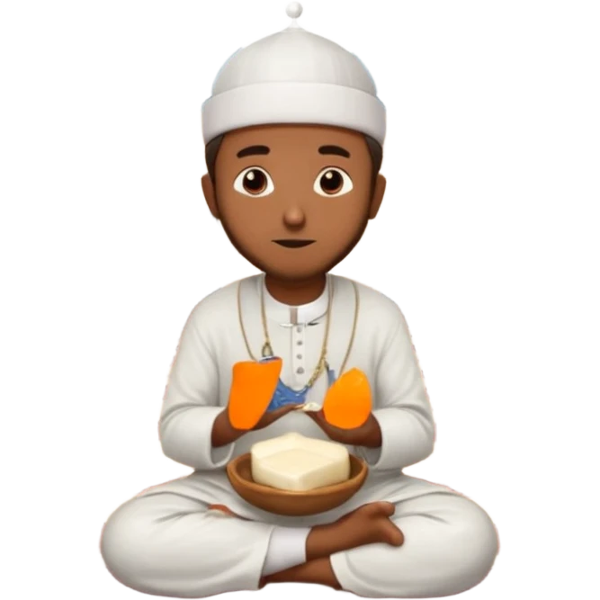 some guy eating 1kg of mozzarella, make it nepalese, more brown, slightly less brown, in a mosque, praying on a carpet emoji