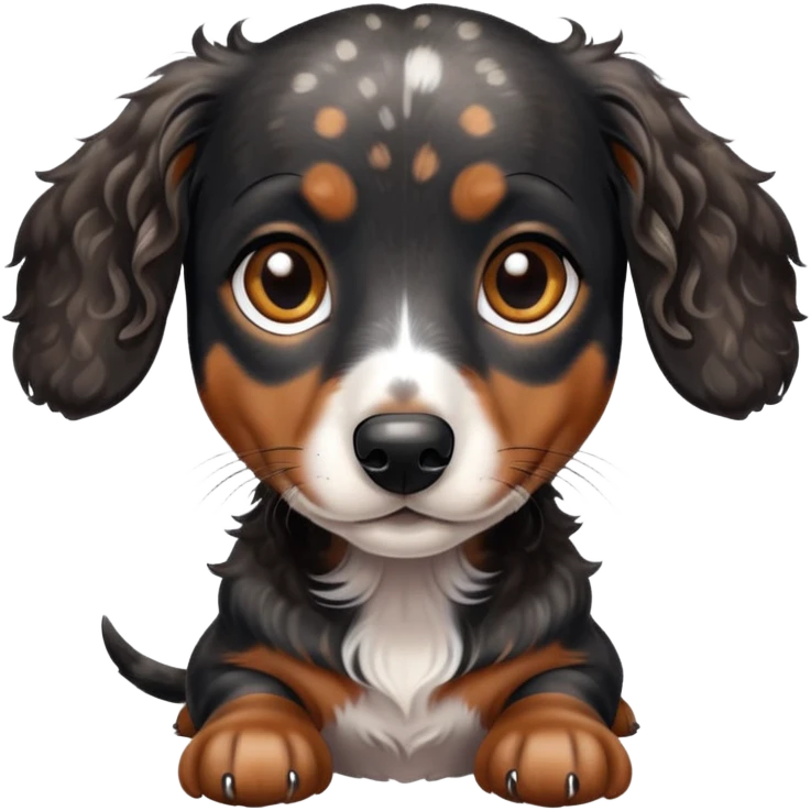 Black Merle curly hair mini dachshund  emoji