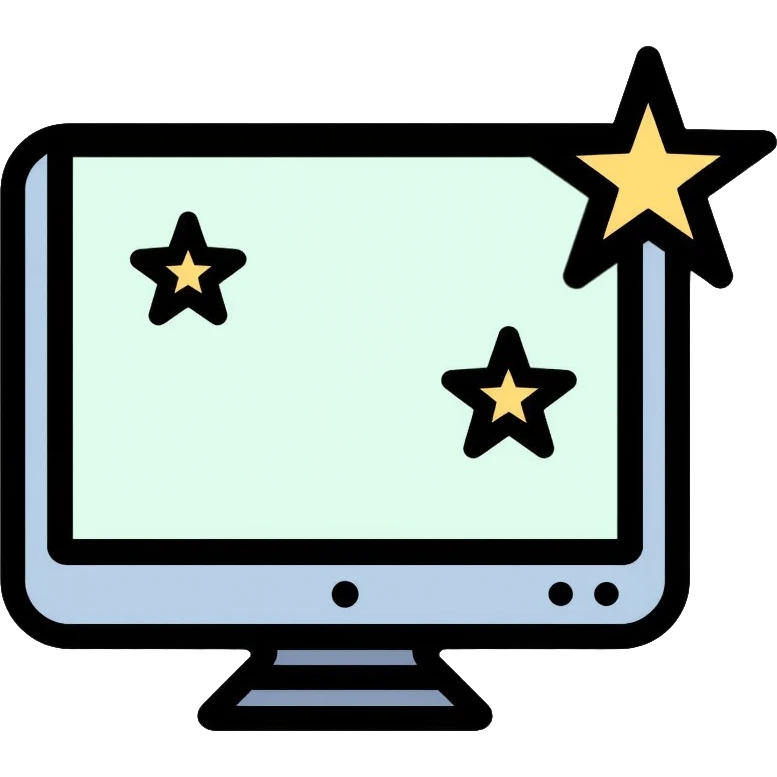 CRT monitor with a 4-pointed star in the corner emoji