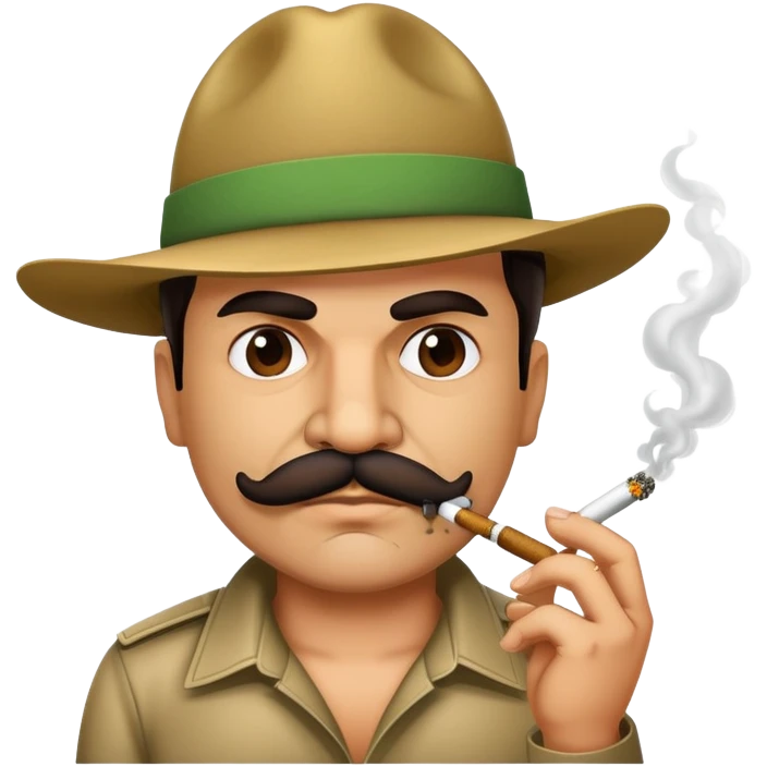 El Chapo gangster character with mustache smoking a marijuana joint emoji