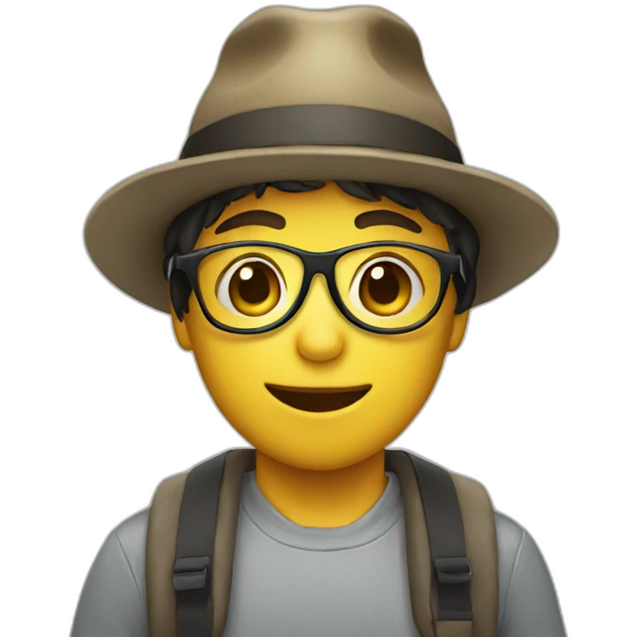 Child with mask, glasses and hat emoji