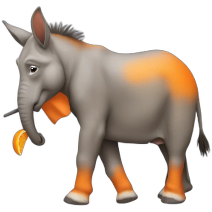 Donkey shushing orange colored elephant emoji
