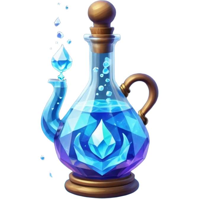 Blue Magic Fantasy Potion, Glass Low Poly emoji