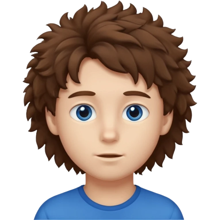 Brown tiktok fluffy hair and blue eyes boy emoji