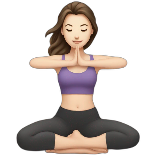 White girl brunette hair in Malasana yoga emoji