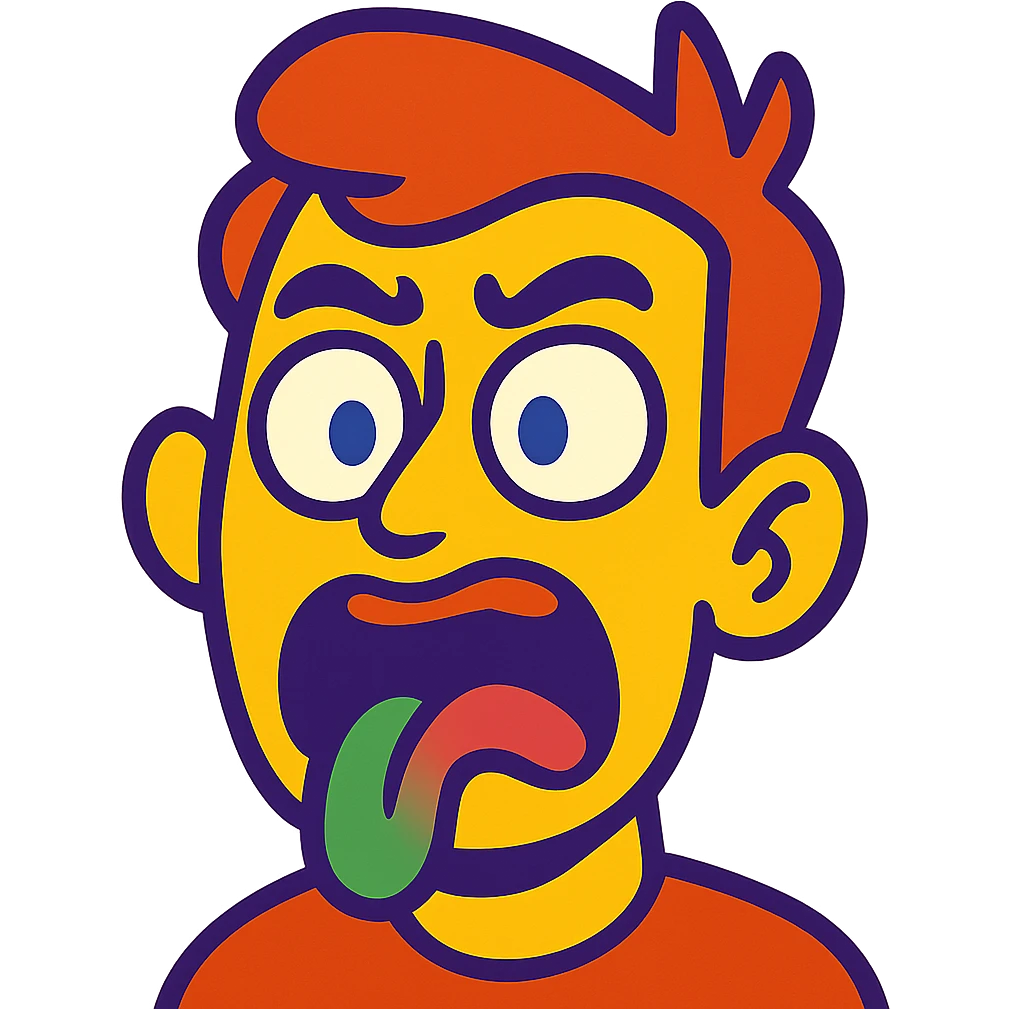 surprised and disgusted face in vibrant toon style emoji