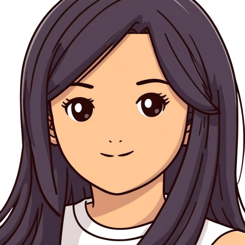 Black long straight hair olive skin brown eyes emoji
