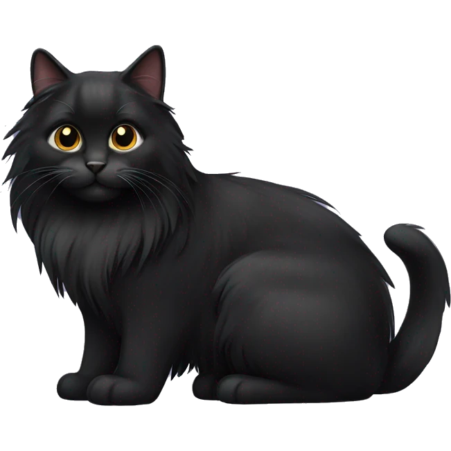 Black long haired cat emoji