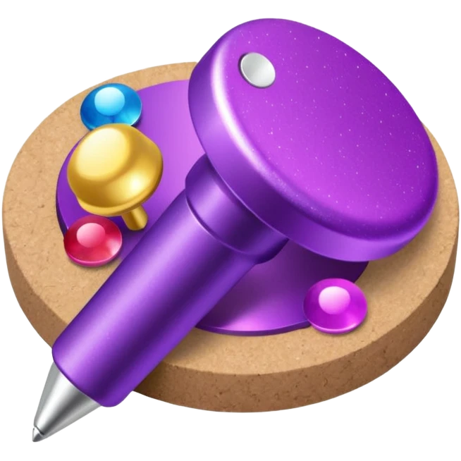 glitter purple and cian pin office emoji