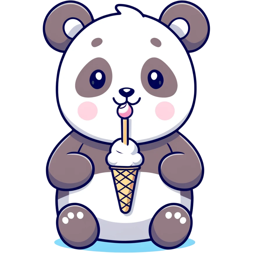 Panda eating ice cream emoji