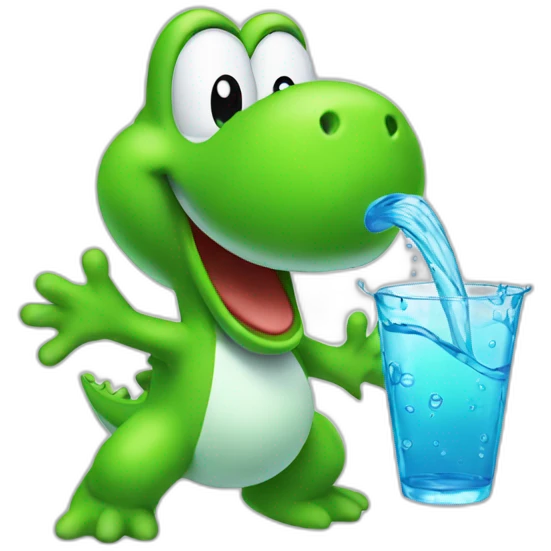 Green Yoshi throwing water emoji