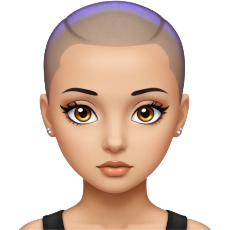 latina, baddie,pretty, brown eyes, makeup, black eyeliner, shaved buzz cut emoji