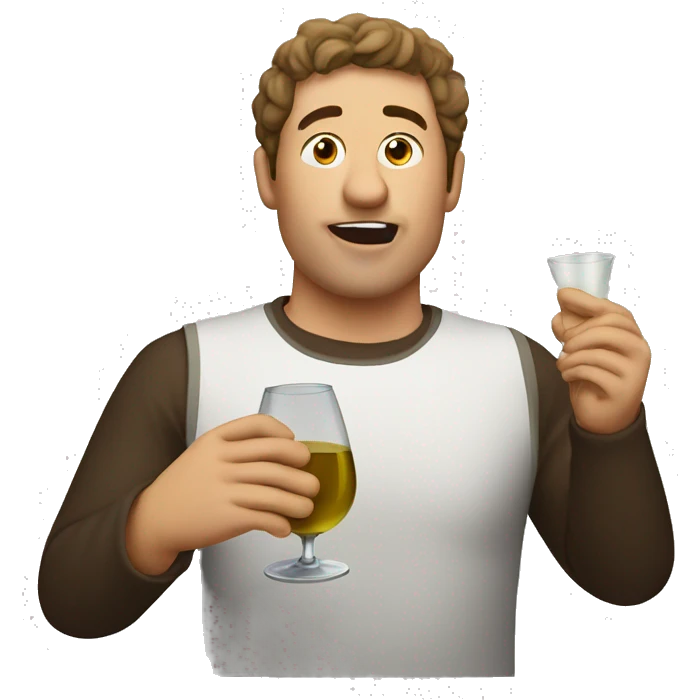 Guy drinking wines and eating egg roll emoji