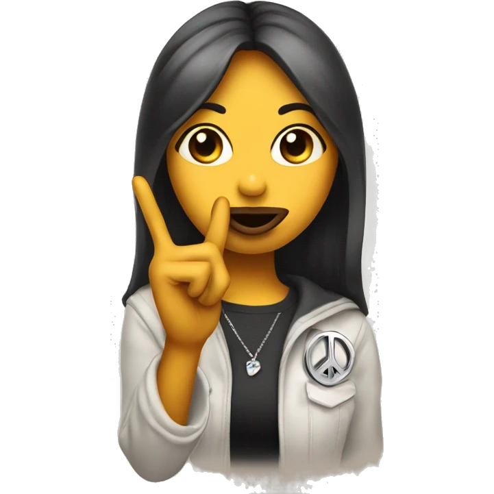 emoji pouts her lips and holds up peace sign woth finger  emoji