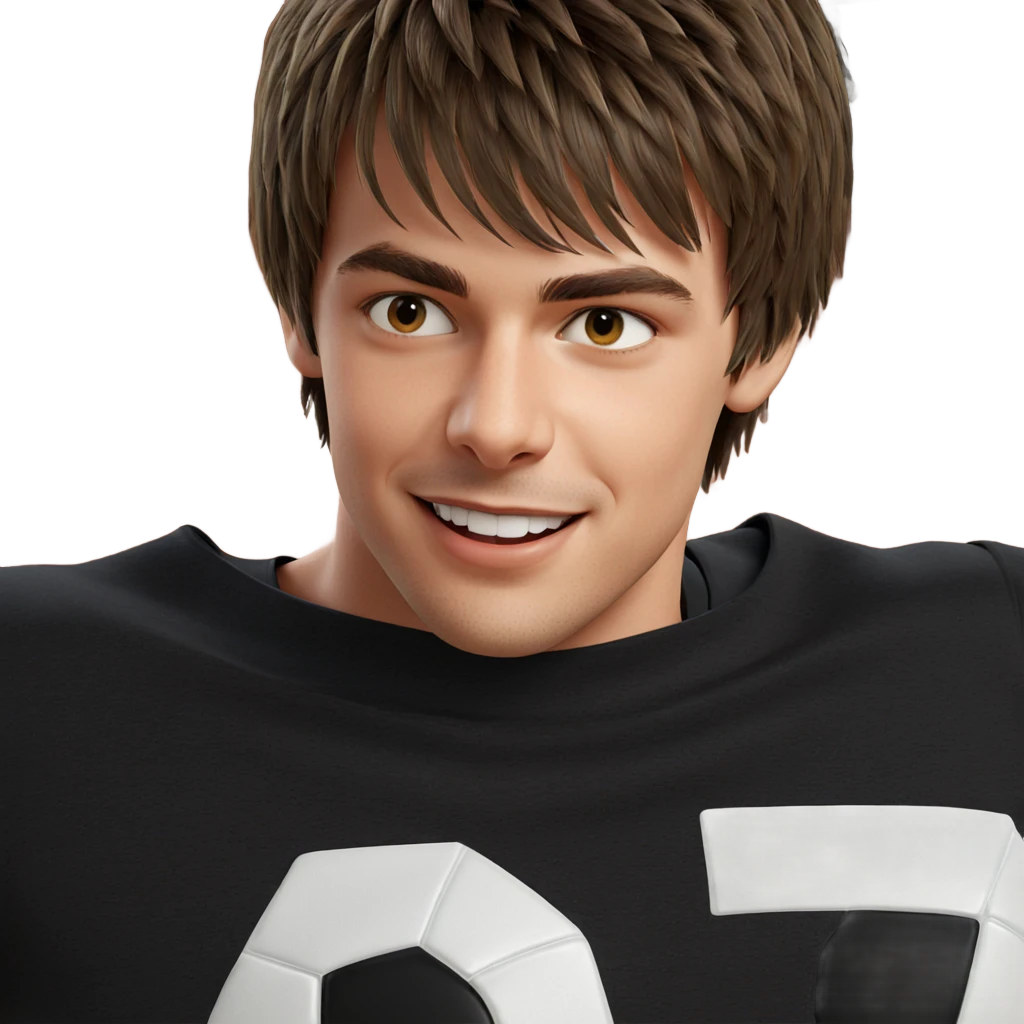 boy with soccer ball smiling emoji