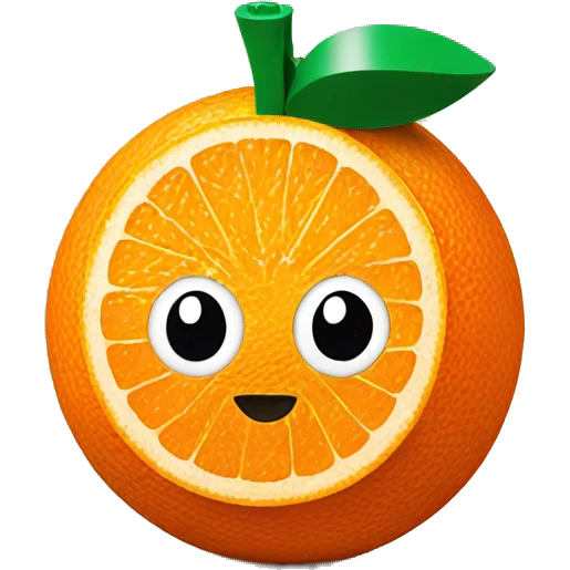 an orange fruit with Lego style emoji