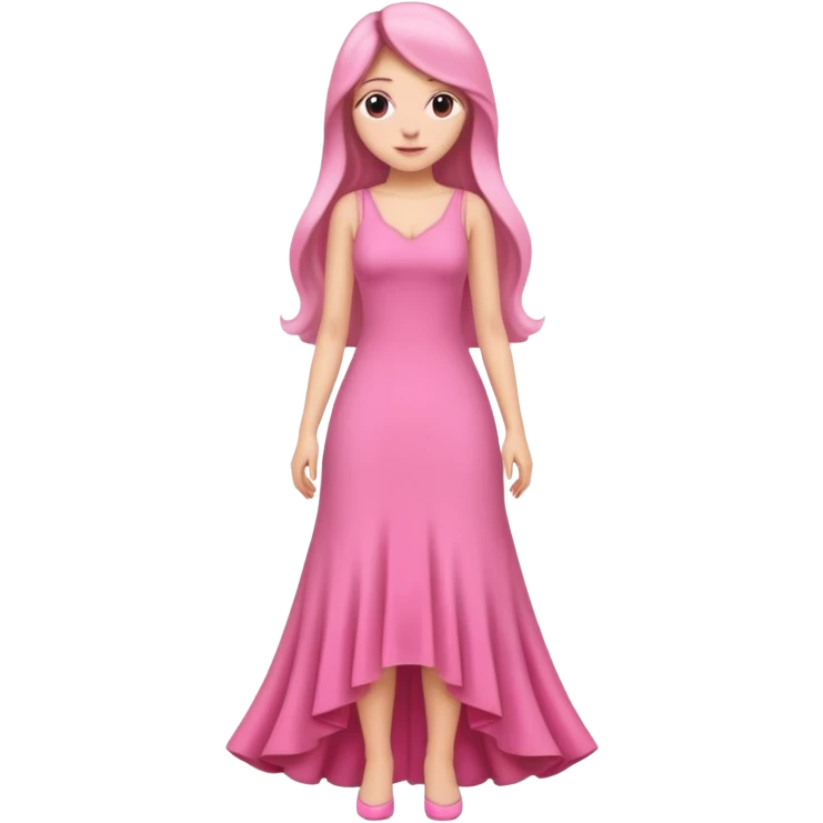 woman long hair pink dress full body emoji