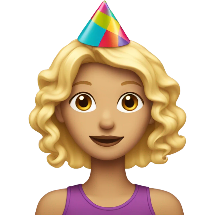 Blonde girl wearing birthday hat  emoji
