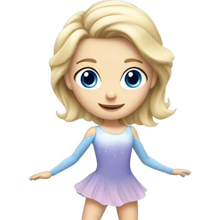 Blonde girl with blue eyes figure skating in dress emoji
