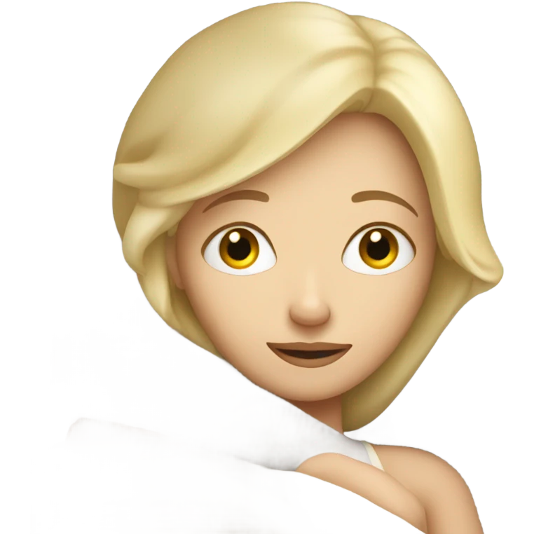 White Blonde girl in bed sleeping  emoji