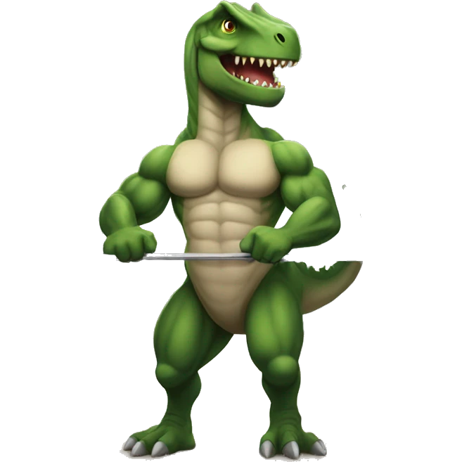 strong dino at gym emoji