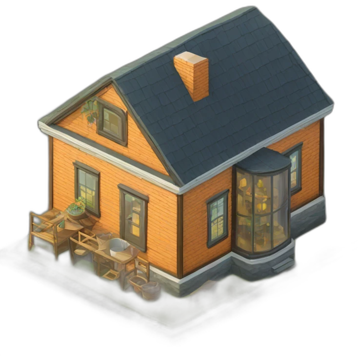 Whiskey glass house isometric emoji