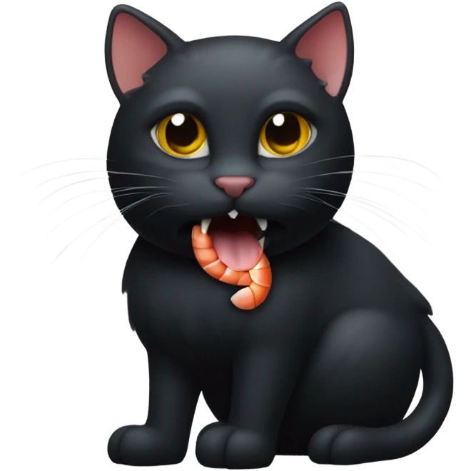 black cat as a shrimp emoji