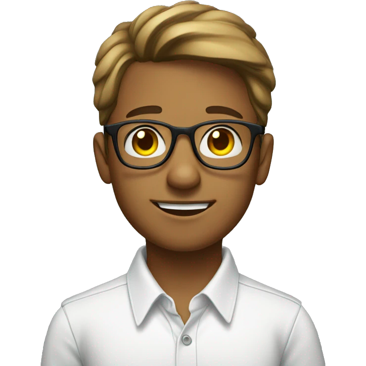 boy wear glasess and white shirt say hllow emoji