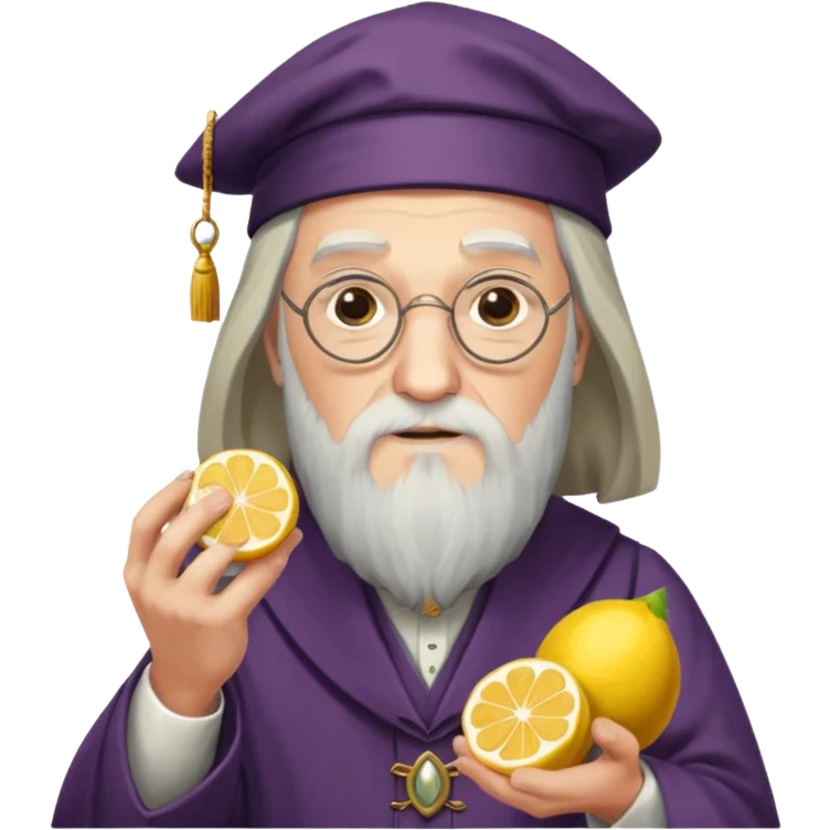 Dumbledore with A quarter of a lemons marmalade in his hands emoji