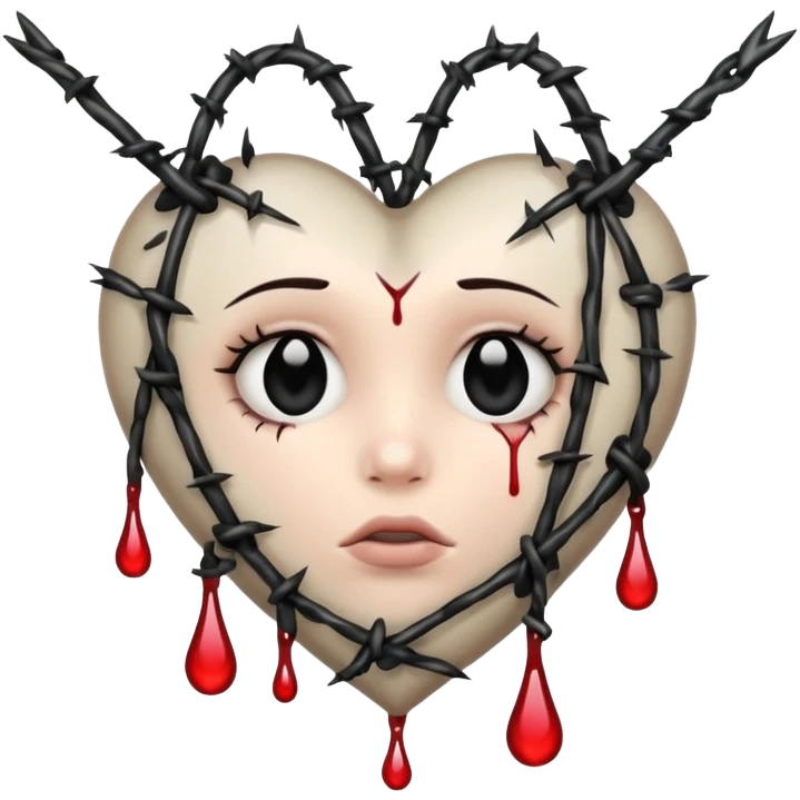 heart with black barbed wire and dark tears emoji
