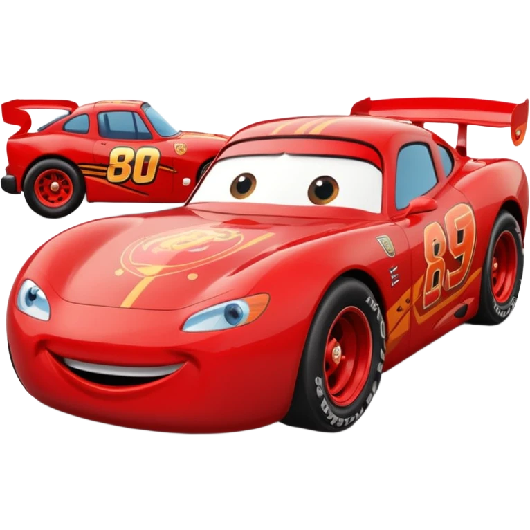Rayo McQueen smiling, simplified red car with cartoon eyes emoji
