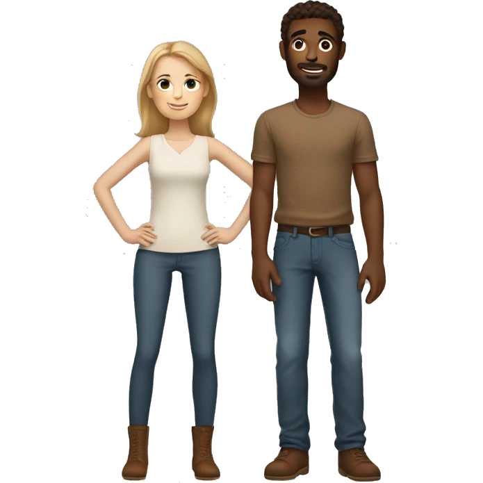  white woman with brown cuddles skinny man with light brown skin  emoji