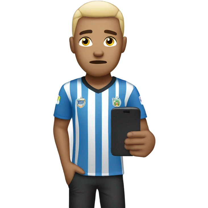 light skin sad soccer fan looking at his phone emoji
